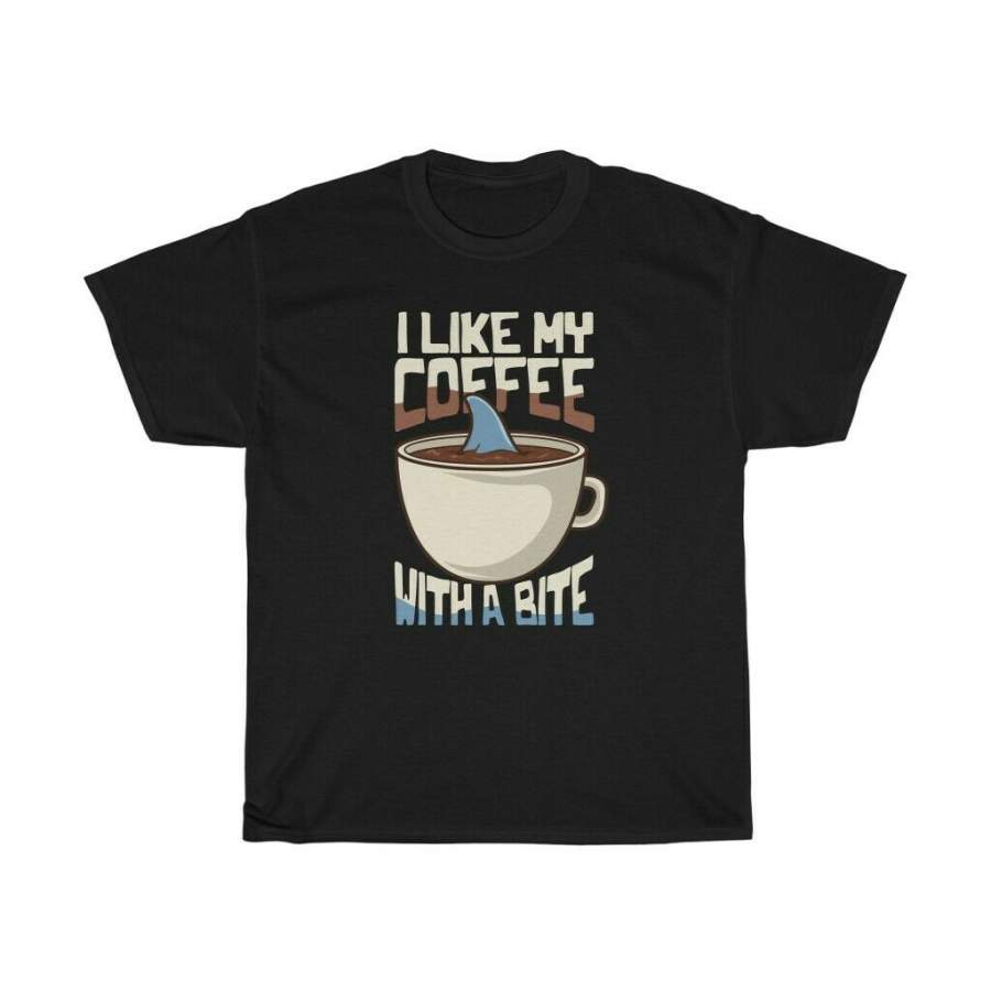 Shark Coffee with a Bite Beach Summer Adult Unisex T-Shirt