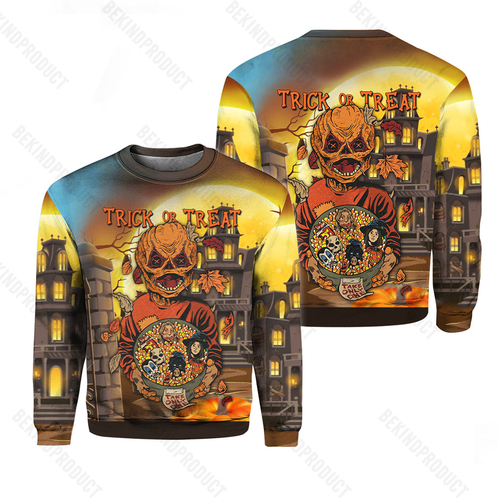 Trick Or Treat Halloween Crewneck Sweatshirt All Over Print Sweatshirt For Women Sweatshirt For Men