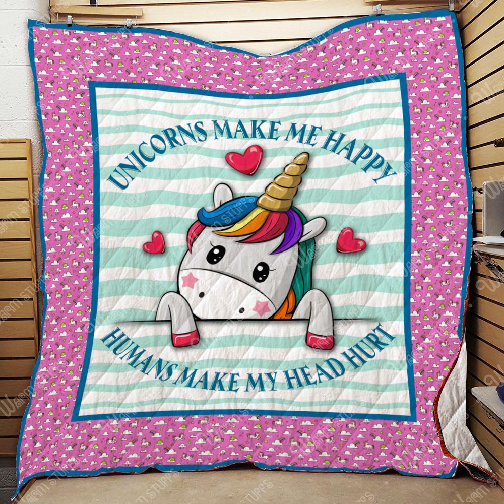 Unicorns Make Me Happy KP Pink 3D Quilt Blanket 2952