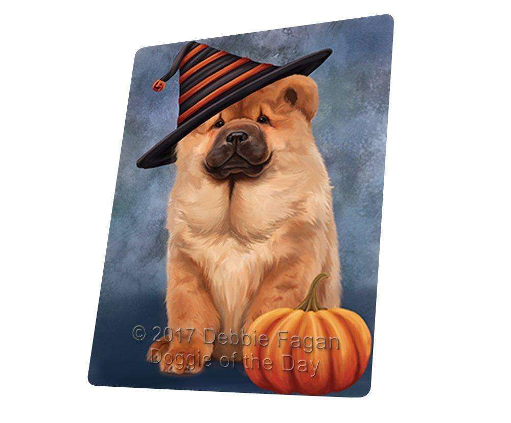 Happy Halloween Chow Chow Dog Wearing Witch Hat With Pumpkin Art Portrait Print Woven Throw Sherpa Plush Fleece Blanket