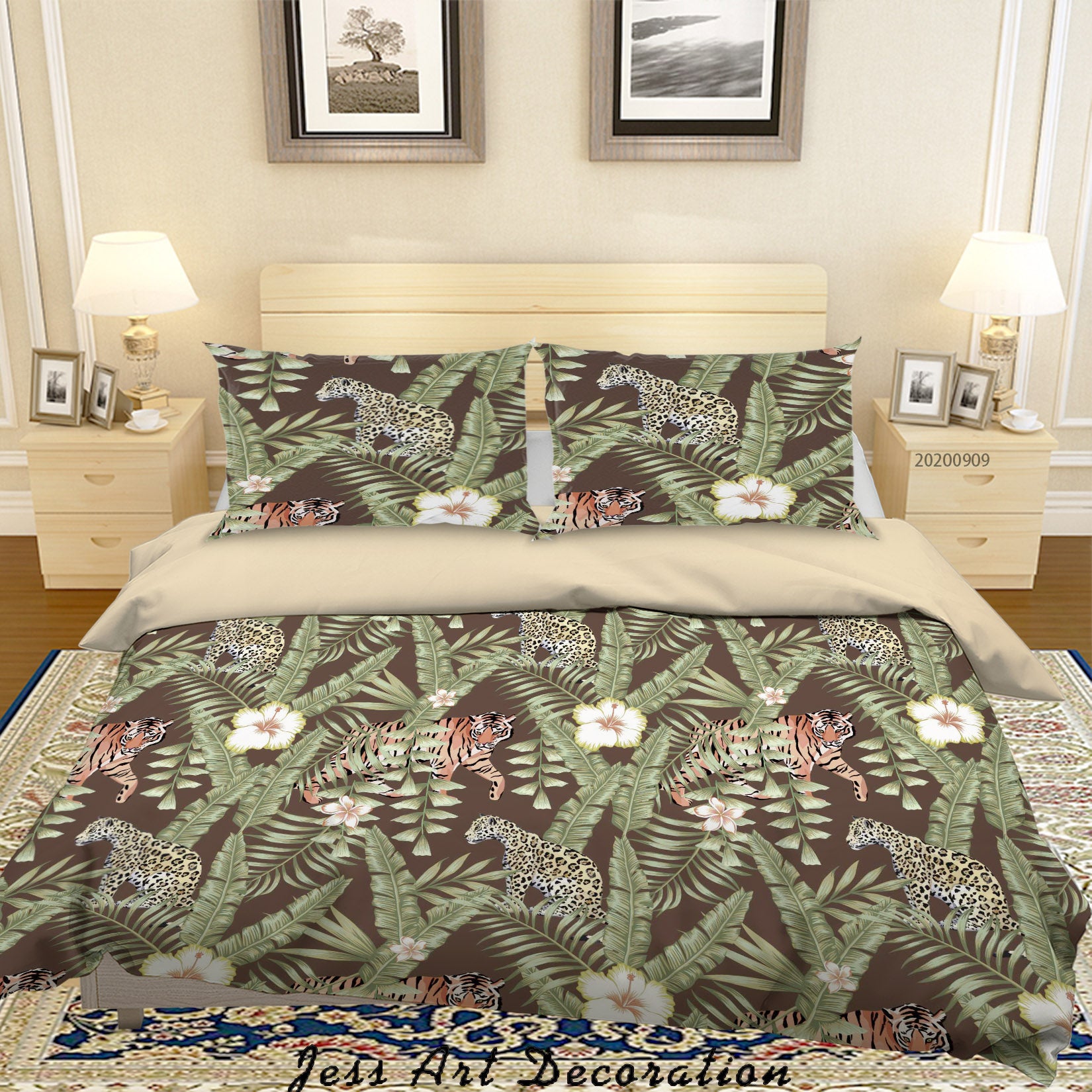 3D Tropical Foliage Tiger Quilt Cover Set Bedding Set Duvet Cover Pillowcases Wj 6106