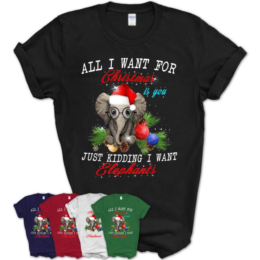 All I Want For Christmas Is You Funny Elephants Xmas Gift T-Shirt