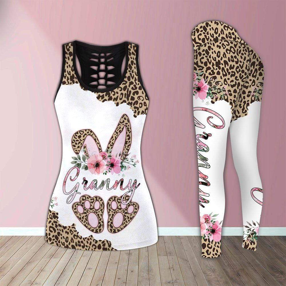 Personalized Mother Day’s Gifts Bunny Leopard Custom Name Hollow Tank Top And Legging 3D Print #DH