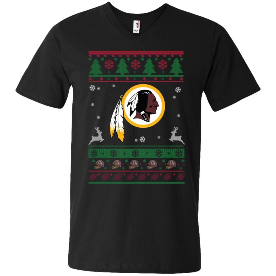 Washington Redskins Logo Football Teams Ugly Christmas Sweater Men V-Neck T-Shirt