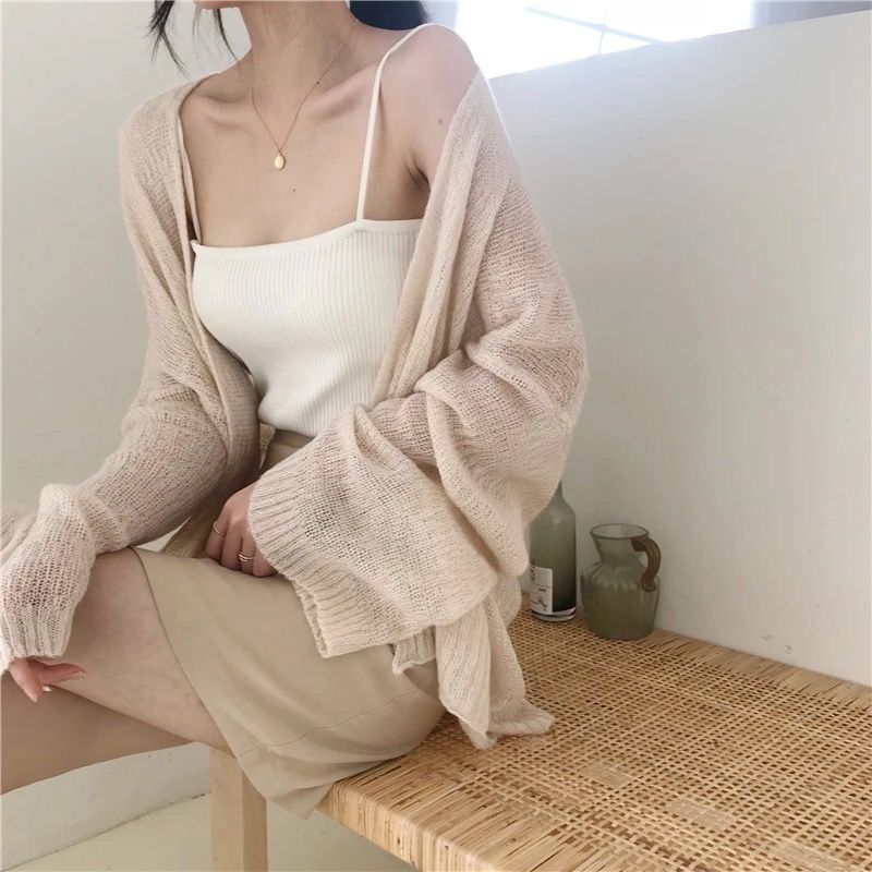 2022 Spring Autumn Summer Women Loose Cardigan Long Sleeve Female Knitted Sweater Women Thin Jacket Coat Ladies Shawl Outerwear alx