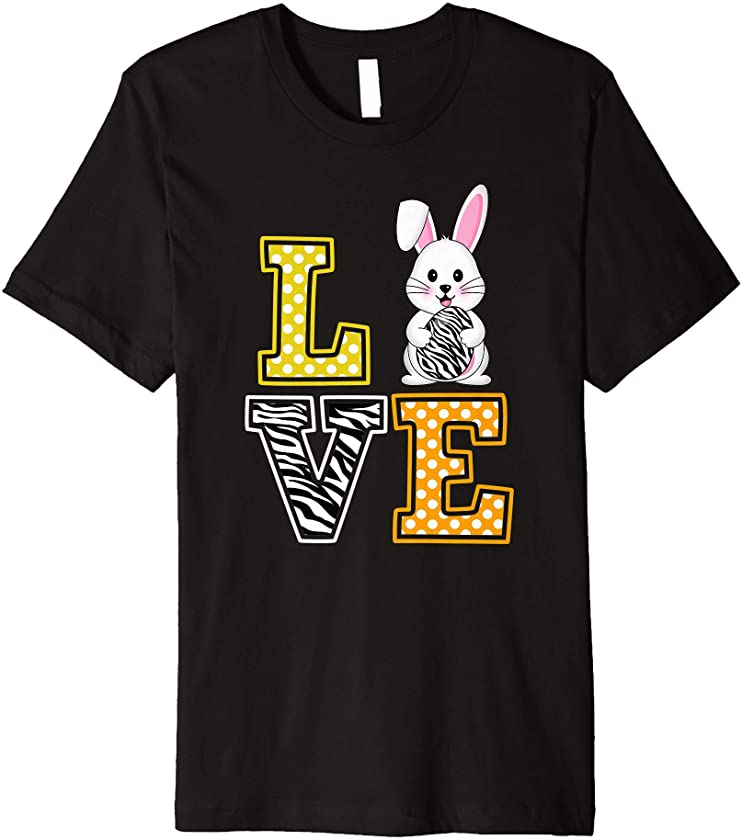 Love Easter Egg Bunny Zebra Print Cute Bunny Easter Costume Premium T-Shirt