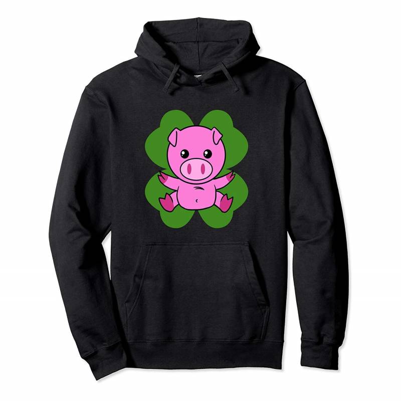 Pig On Four Leaf Clover Funny St. Patrick Day Animal Humor Pullover Hoodie