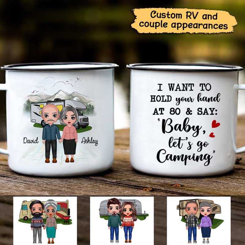 Hold Your Hand At 80 Couple Personalized Campfire Mug