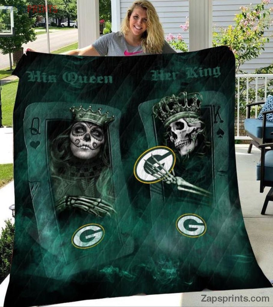 Green Bay Packers Her King His Queen 3 D Printing Quilt Gift For Fan Football Lovers