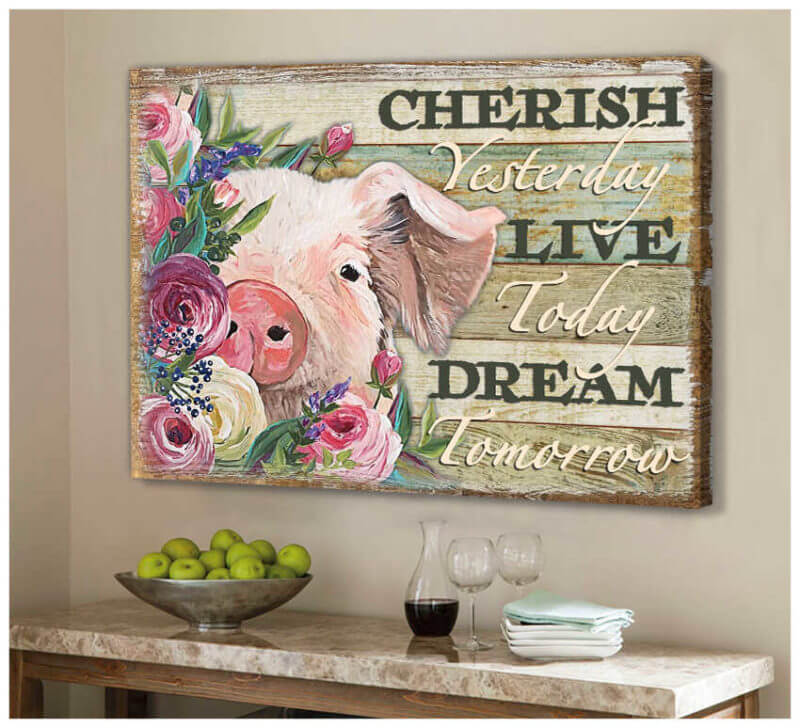 Cherish Yesterday – Pig Premium Wall Art Canvas