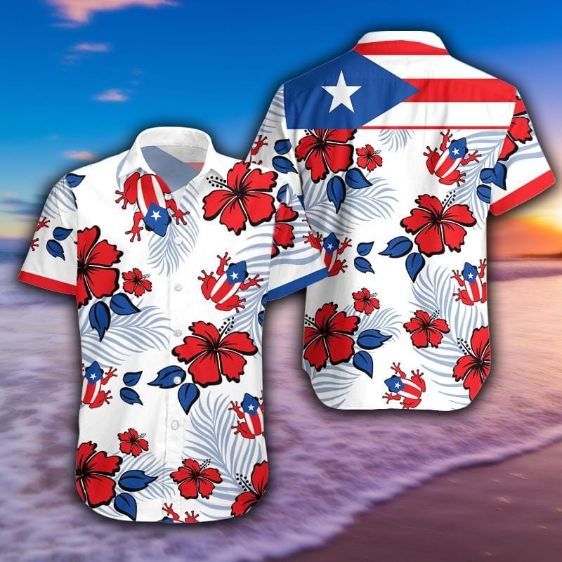 Hawaii Aloha Shirts Puerto Rico Common Coqu Flag Ha69416