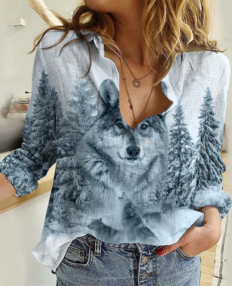 Wolf Native American Linen Shirt