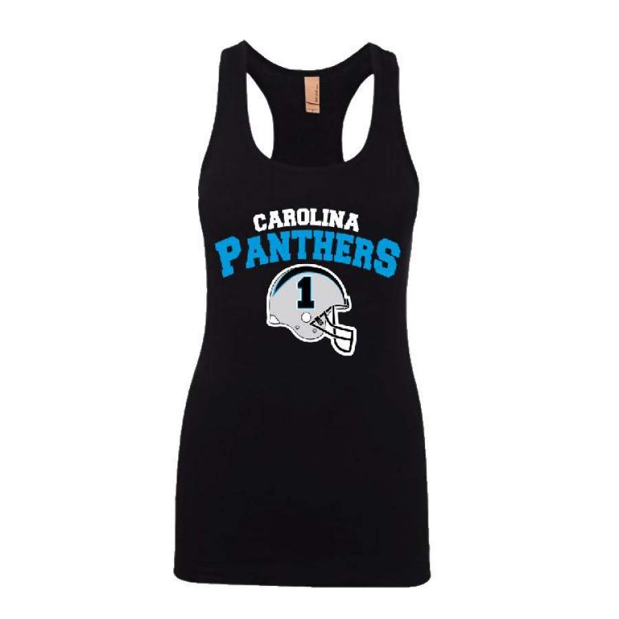 Carolina Panthers Helmet Ladies Jersey Racerback Tank Top Sports Clothing