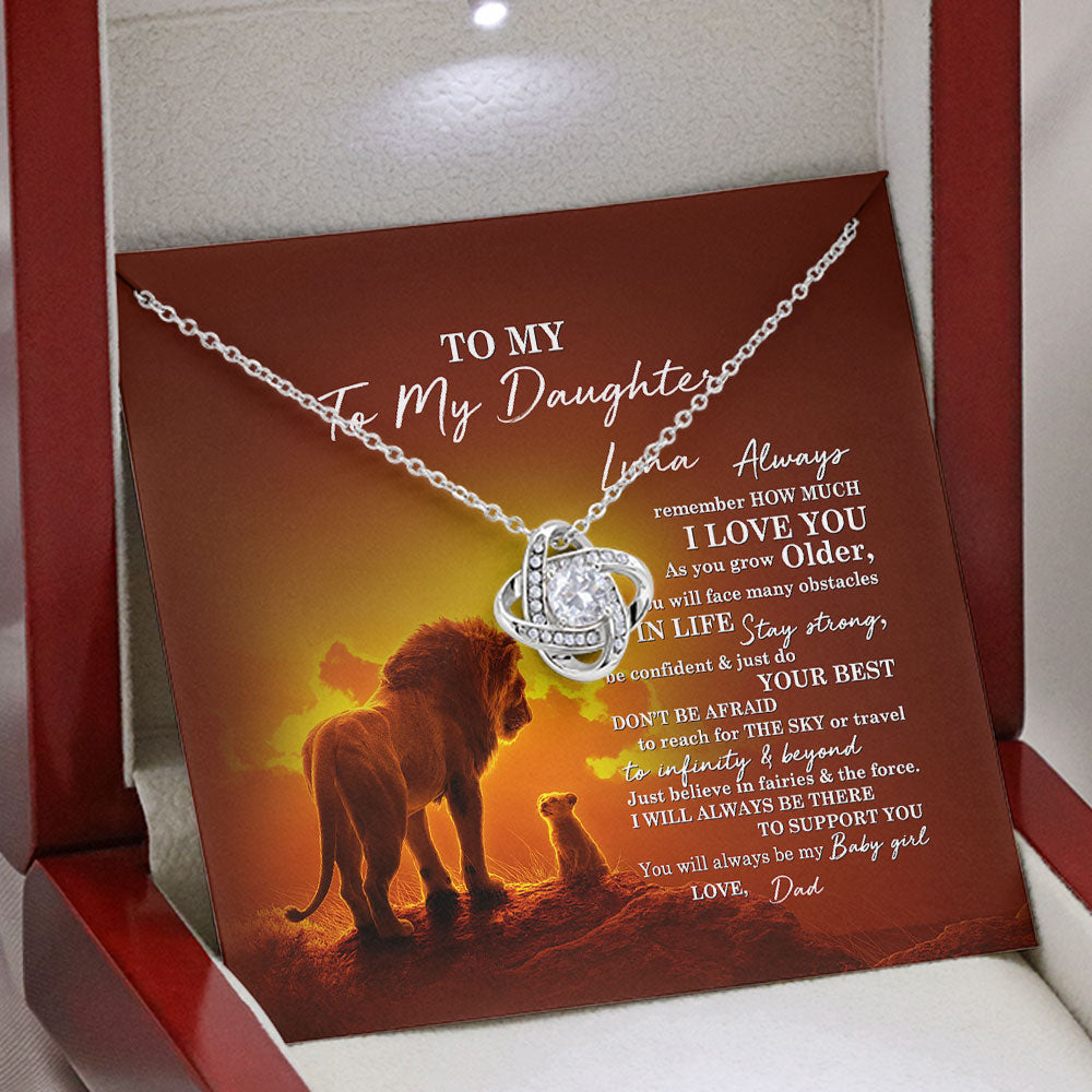 To My Daughter Necklace Gift – I Will Always Be There To Support You Personalized Love Knot, Alluring Beauty Necklace Lx347K