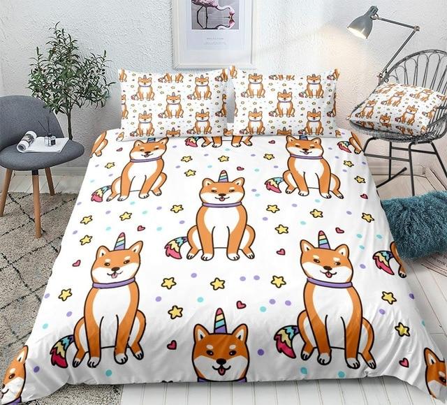 Shiba Inu 3 Pieces Quilted Comforter Set