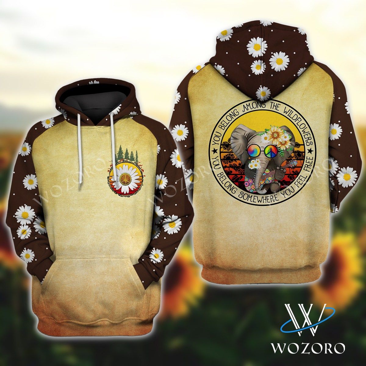 The Wildflowers Guitar Elephant Hippie Amazing 3D Printed Sublimation Hoodie Hooded Sweatshirt Comfy Soft And Warm For Men Women S To 5Xl Ctc25039199