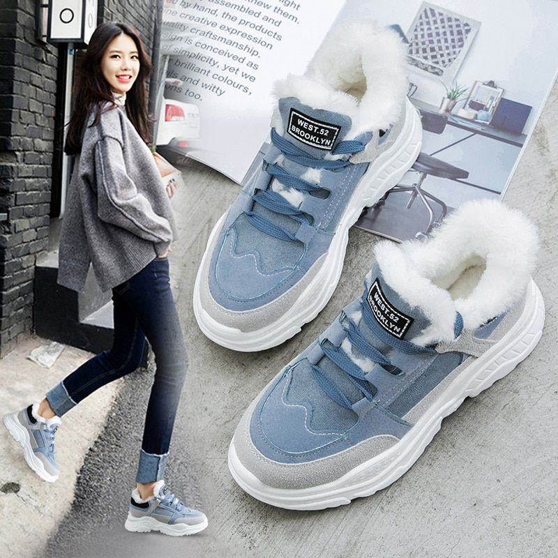 classic suede winter sneakers warm fur plush Insole ankle – Winterdecor ...