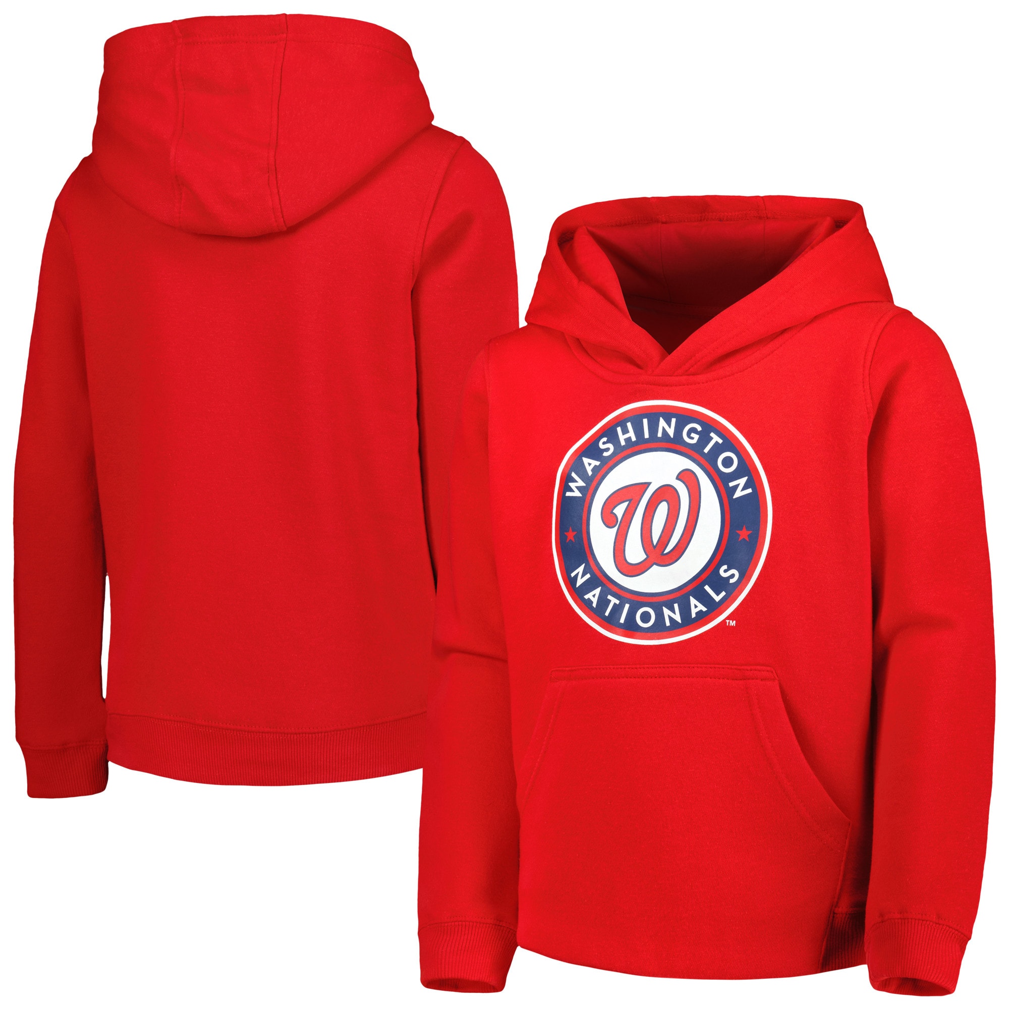 Youth Washington Nationals Red Team Primary Logo Pullover Hoodie