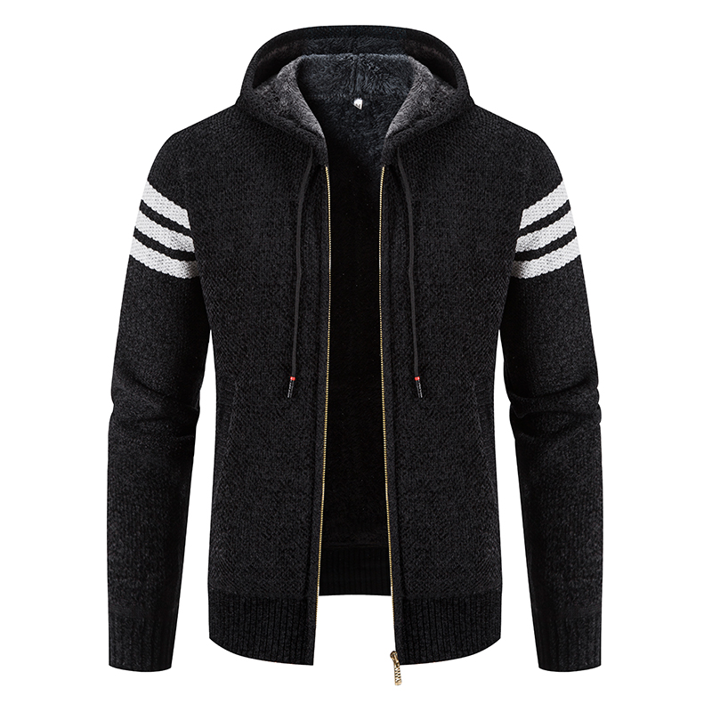 Autumn and Winter New Casual Jacket Slim Fashion Hooded Zipper Jacket Men’s Pure Cotton Thickened Warm Sweater alx