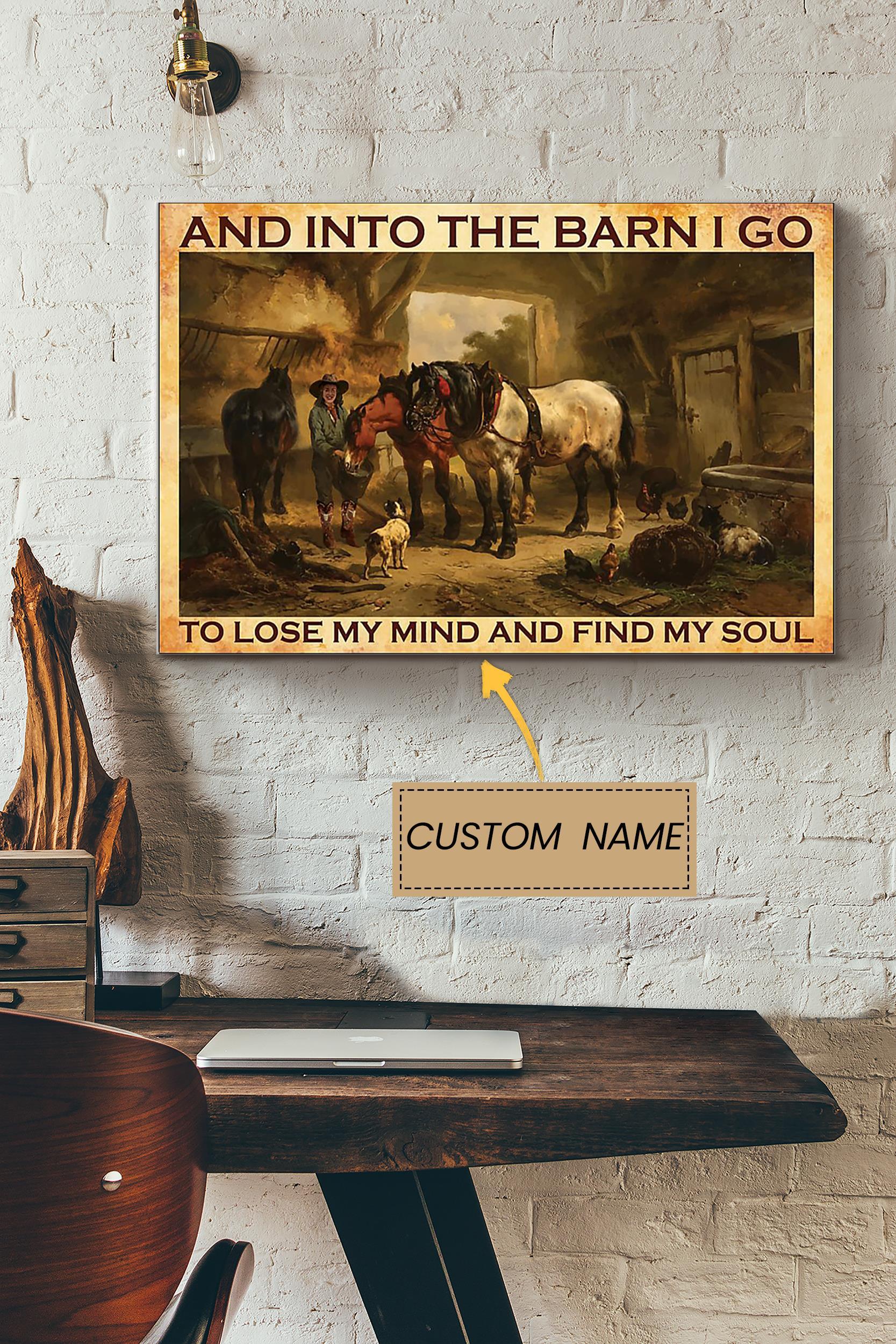 And Into The Barn Poster – Animal Wall Art – Gift For Horse Lover Horse Rider Cowboy Poster