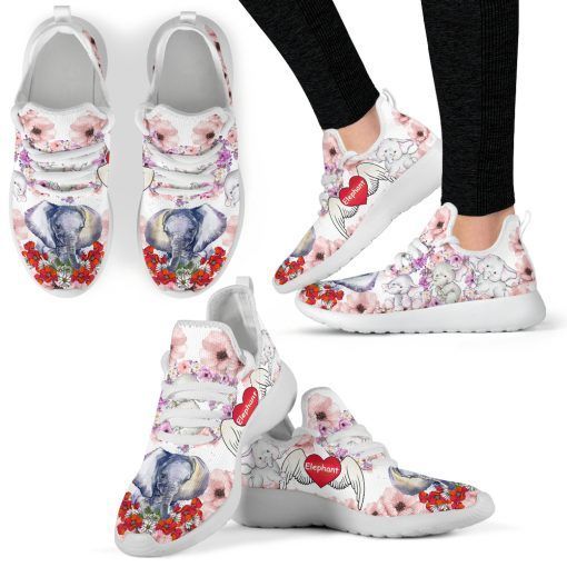 Elephant Wings Heart Mesh Knit Sneakers Shoes