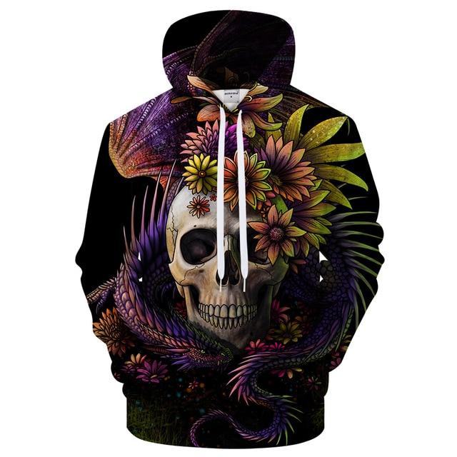 Dark Skull & Flowers Hoodie