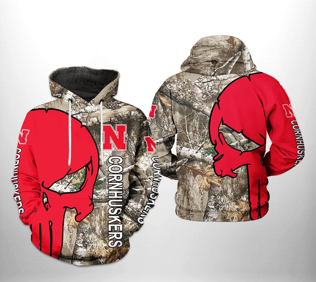 Nebraska Cornhuskers Ncaa Camo Veteran Hunting Hoodie & Zip Hoodie