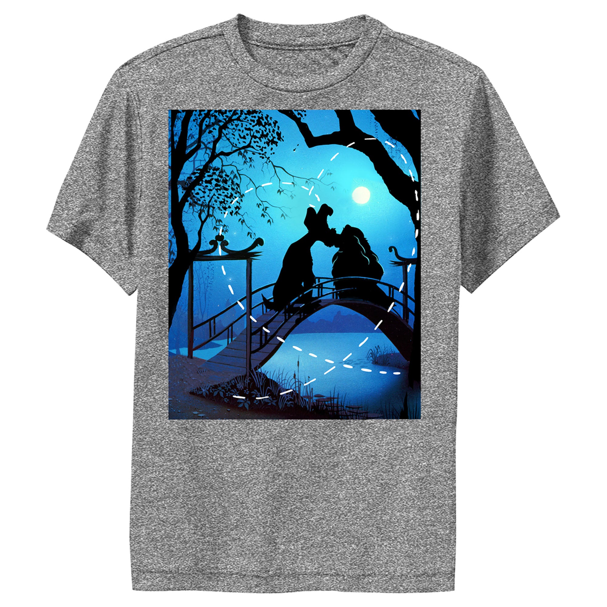 Boy’S Lady And The Tramp Kissing In The Moonlight Silhouette Performance Tee