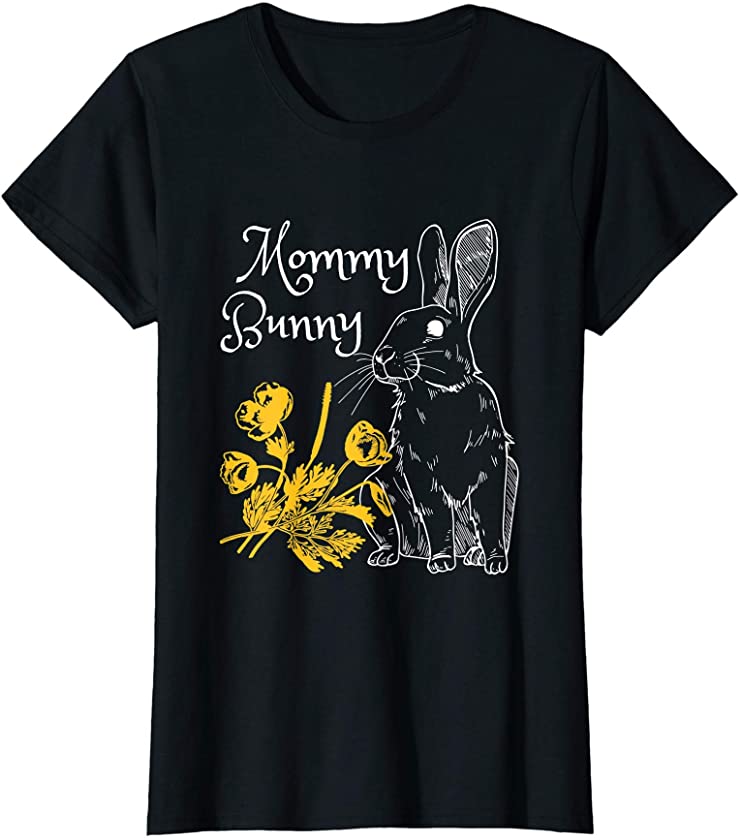 Womens Mommy Bunny Vintage Flower Easter Mom T-Shirt