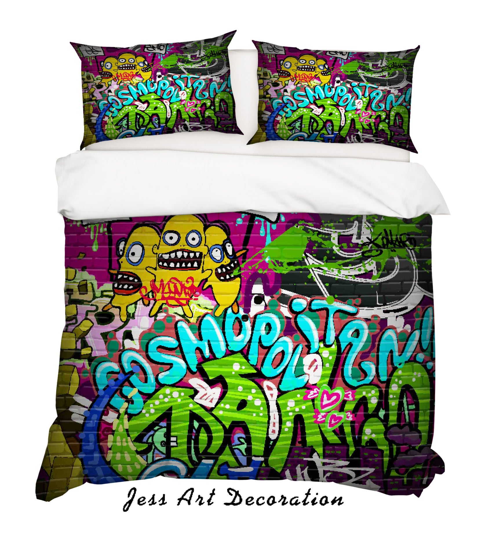 3D Graffiti Colorful Monster Sign Quilt Cover Set Bedding Set Duvet Cover Pillowcases Lxl