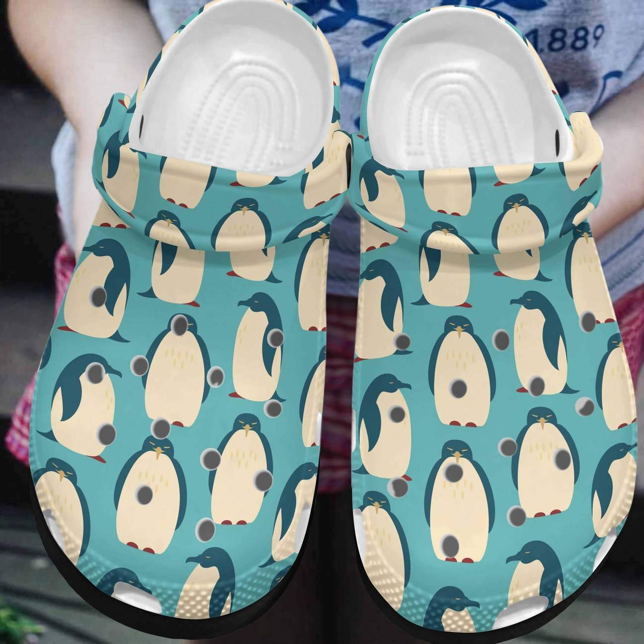 Penguin Personalized Clog, Custom Name, Text, Color, Number Fashion Style For Women, Men, Kid, Print 3D Green Penguin Pattern