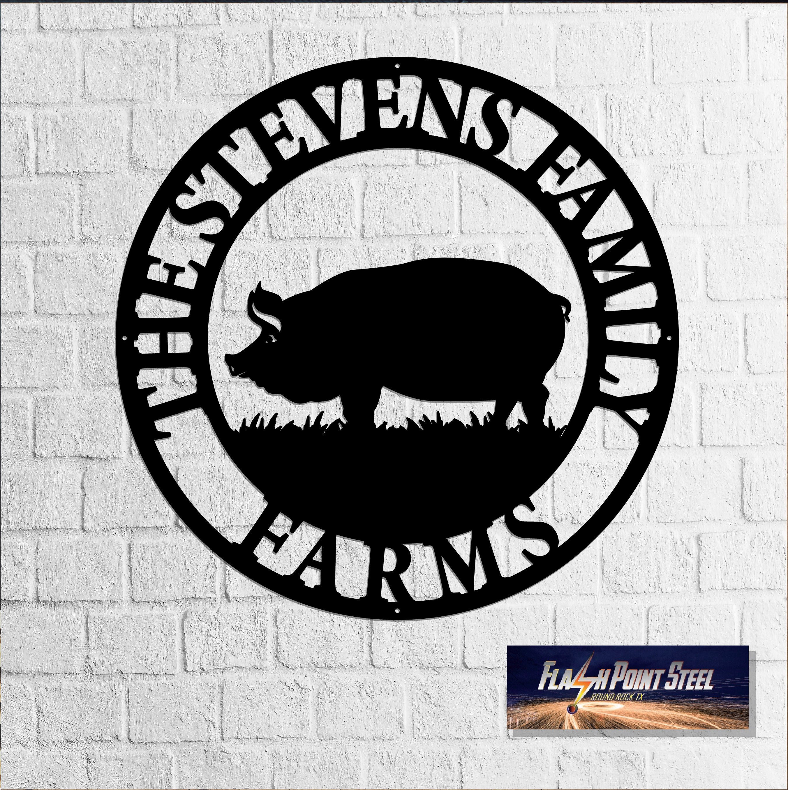 Pig Farm Sign, Animals Farm, Established, Silhouette Farm, Steel Sign ,Steel Art, Animal Farm Sign, Metal Art, Farmhouse