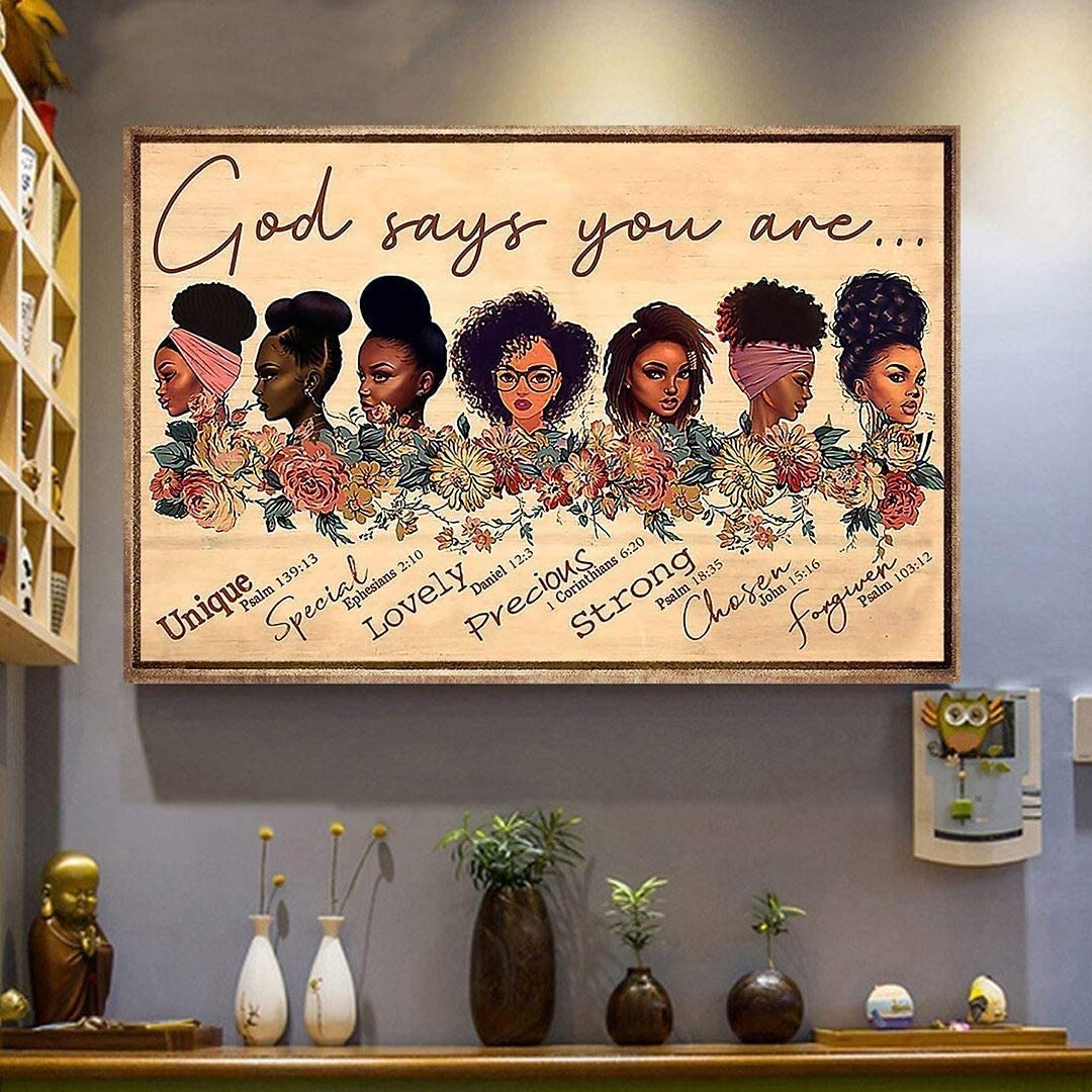 Skitongifts Poster No Frame, Wonder Black Girl God Says You Are, Wall Art Decor