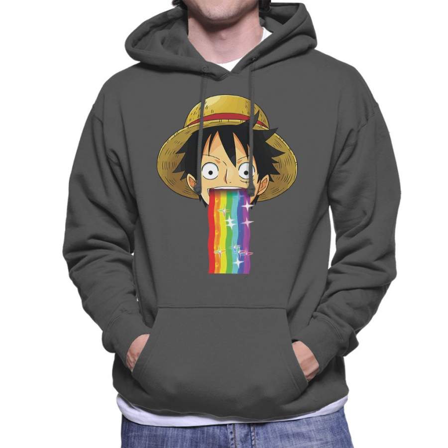 One Piece Monkey D Luffy Puking Rainbow Snapchat Filter Men’s Hooded Sweatshirt