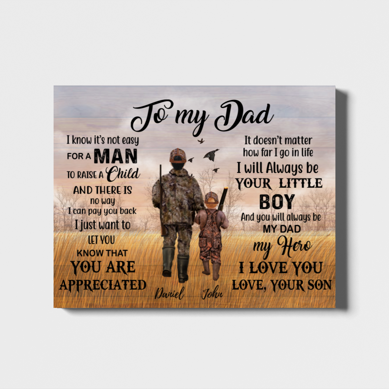 [Personalized Name] To My Dad I Know It’S Not Easy For A Man – Best Gift Idea For Father’S Day, Home Decor, Gift For Family – Horizontal Canvas Matte Canvas Wall Artx