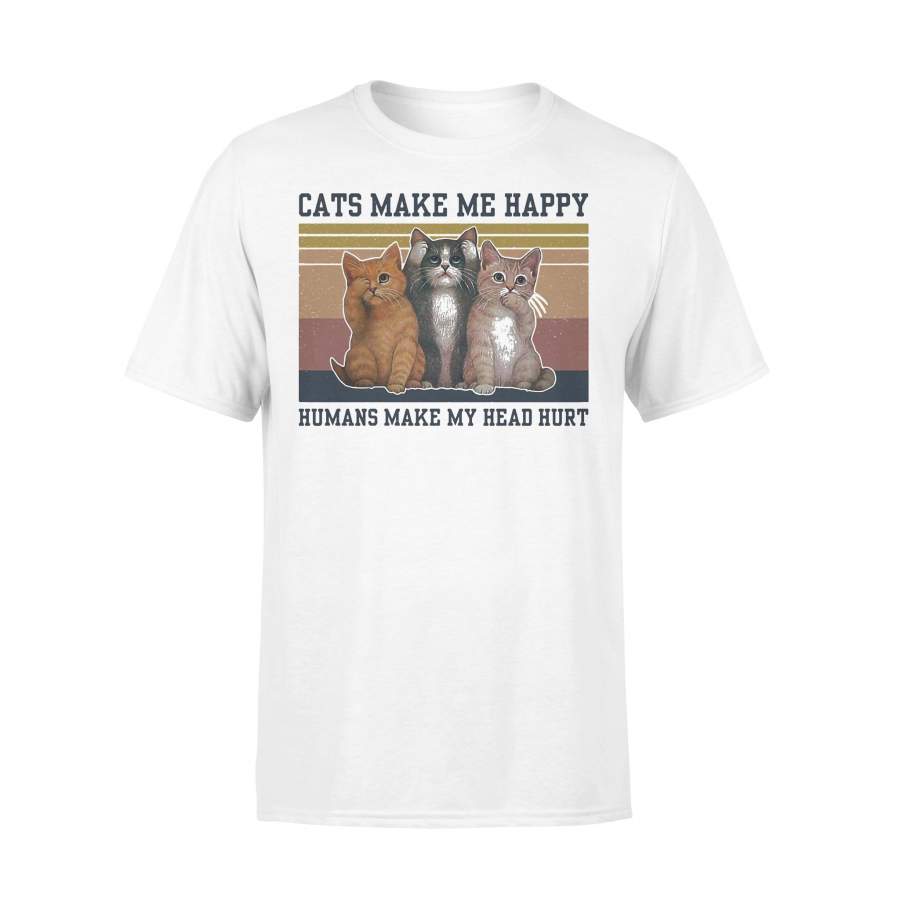 Cats Make Me Happy Humans Make My Head Hurt Vintage T-shirt