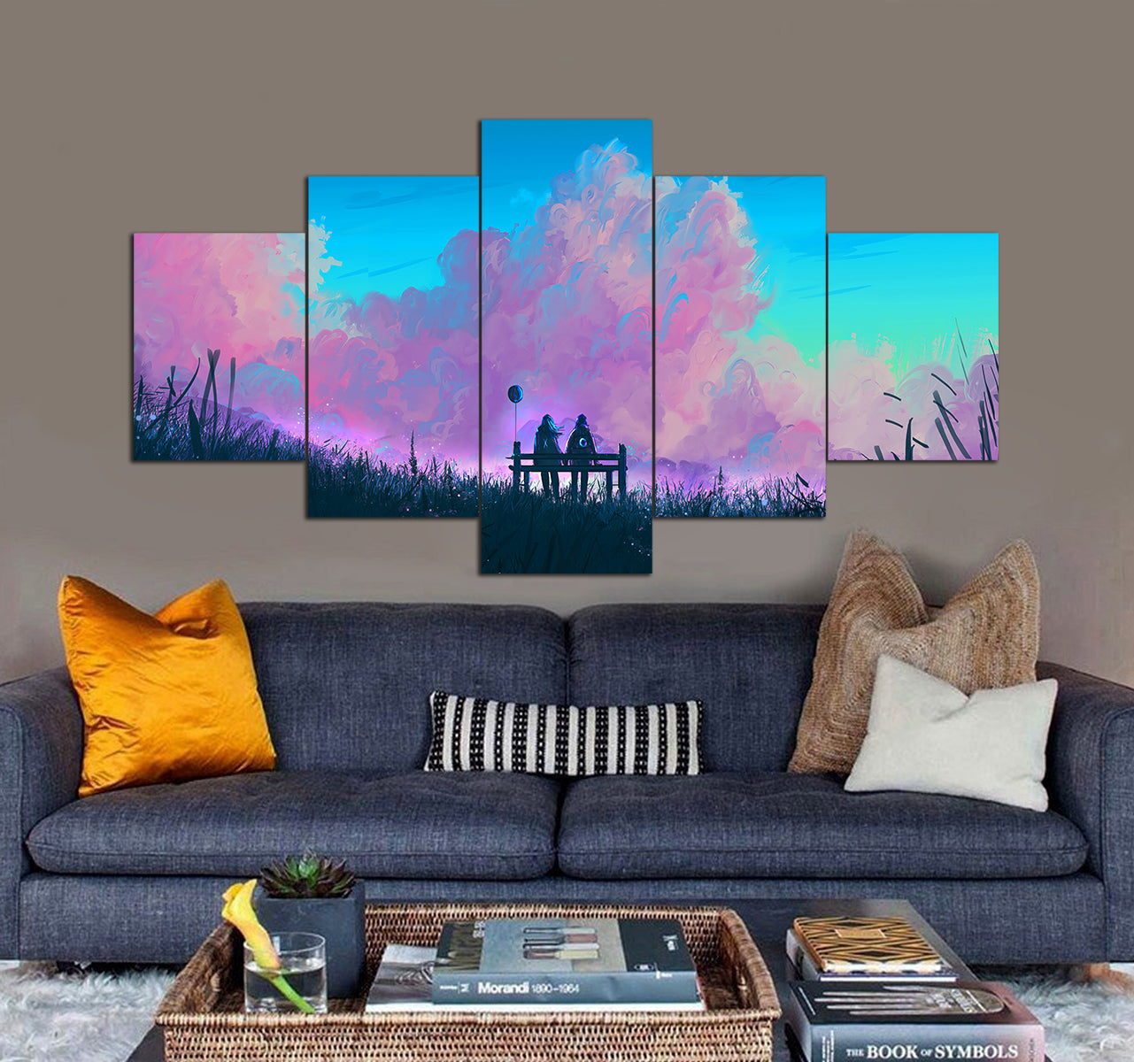 Couple Cloud Sky Scenery Art 3D 5 piece canvas art