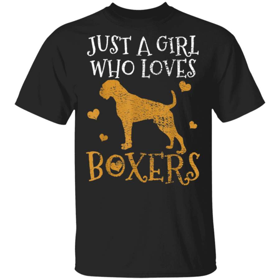 Vintage Just A Girl Who Loves Boxers Boxer Dog Gift Tshirt