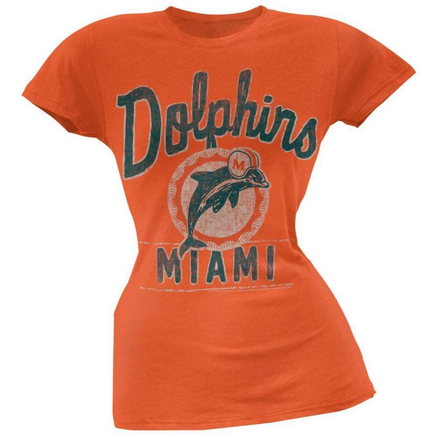 Miami Dolphins – Distressed Logo Kick Off Juniors T-Shirt