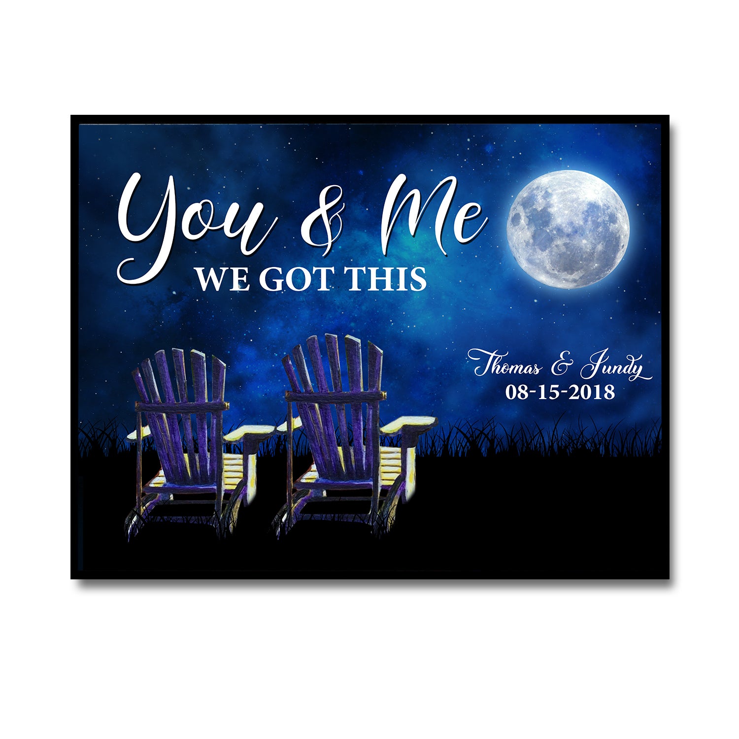 Custom happy Valentines day gifts, ideas for him, her with personalized name date for my wall art Poster boards prints – Husband & Wife Moon Light G51229 – PersonalizedWitch