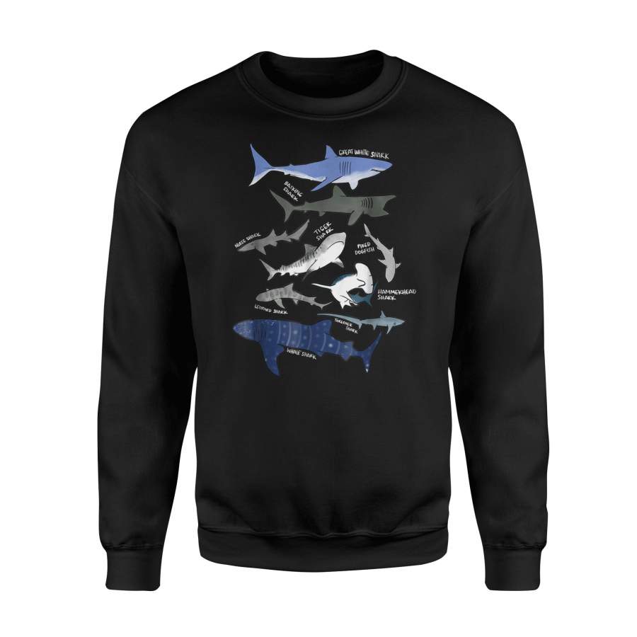 9 Types Of Sharks – Cool Shark – Biologist Sweatshirt