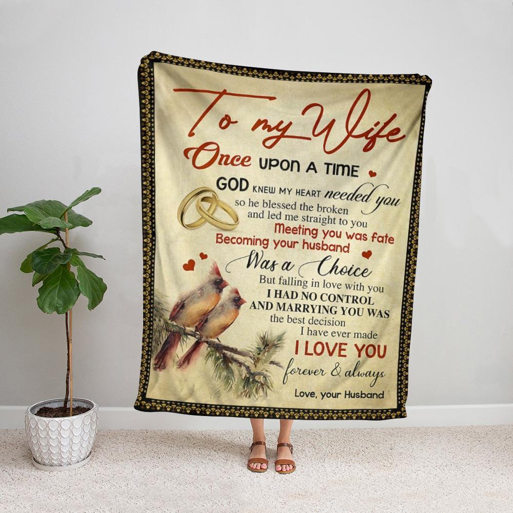 To My Wife, I Had No Control And Marrying You Was,Fleece Blanket Gift For Wife Couple Valentine’S Day Home Decor Bedding Couch Sofa Soft And Comfy Cozy