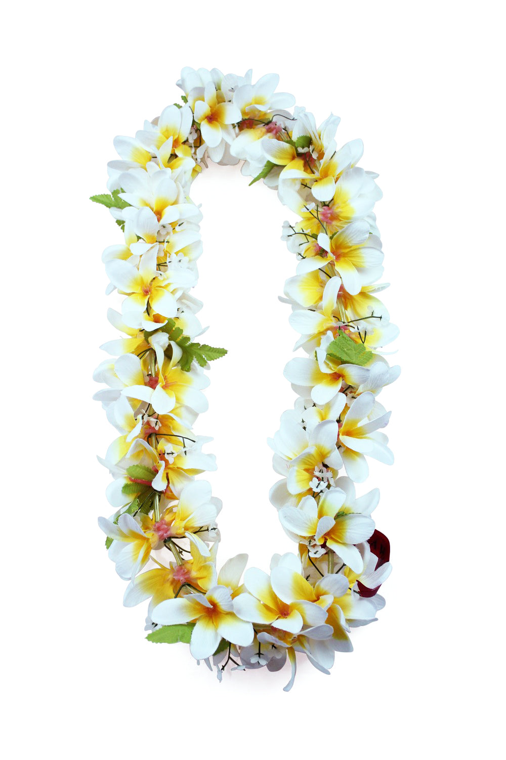 Hawaii Plumeria Lei Flower Necklace In White Yellow Ha87218