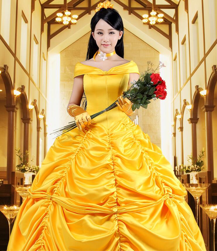 Anime Beauty and the Beast Fancy Dress Cosplay Costume princess belle adult women female Halloween Costumes fancy Costume Suit alx