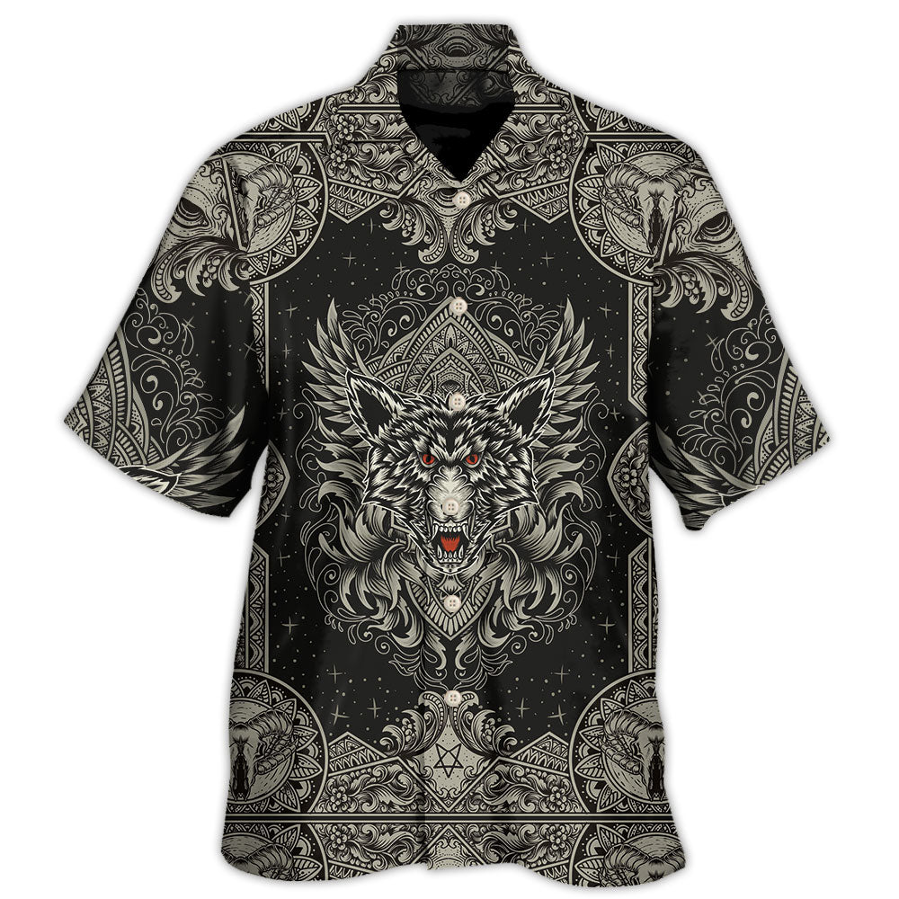 Wolf Art Line Darkness Hawaii Shirt Ha8599