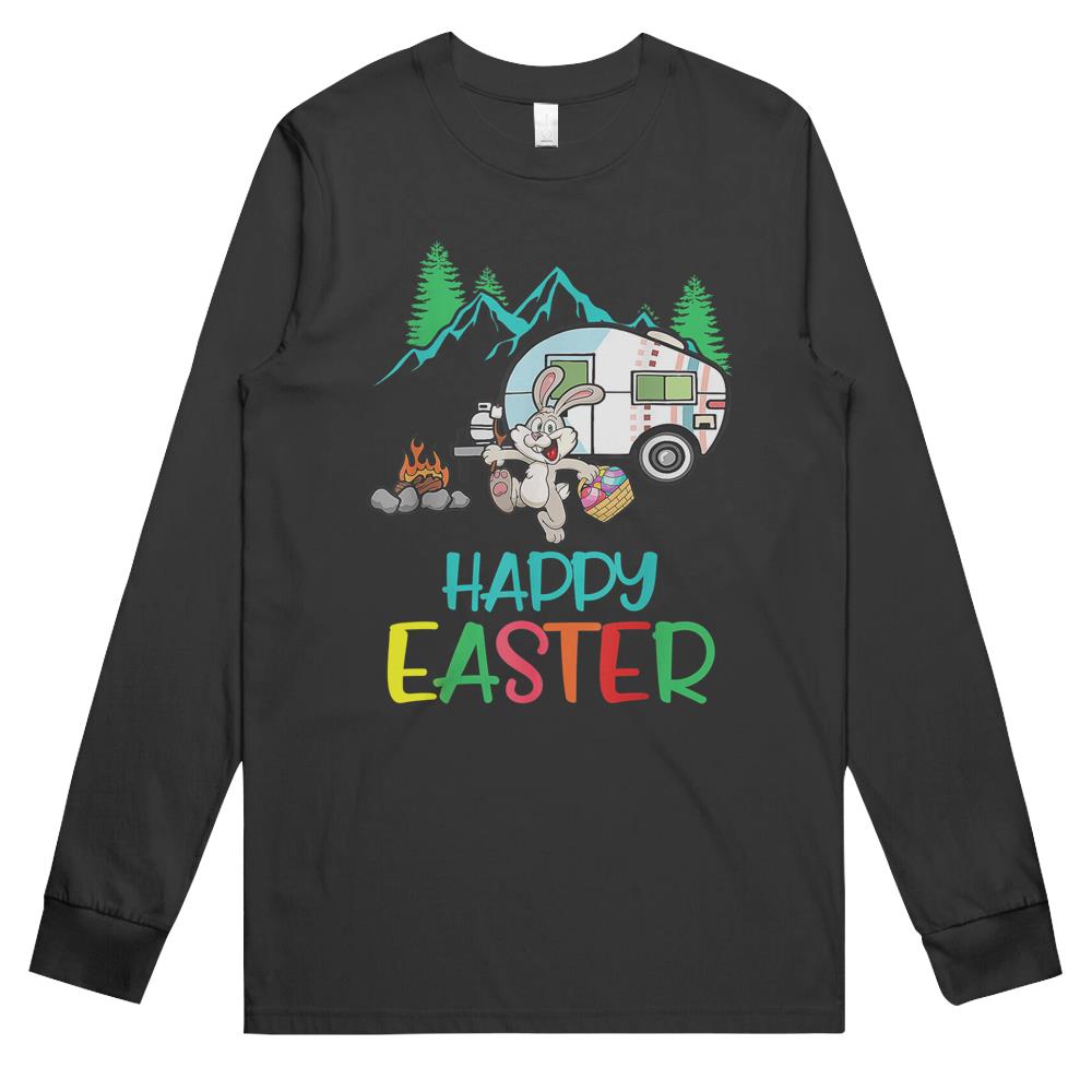 Camping Shirt Happy Easter Day Bunny Eggs Gift Long Sleeve T Shirts