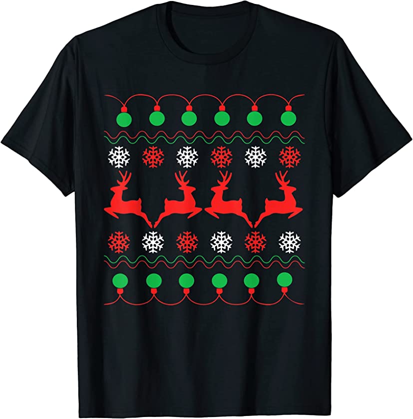 Ugly Christmas Reindeer Christmas Motif T-Shirt