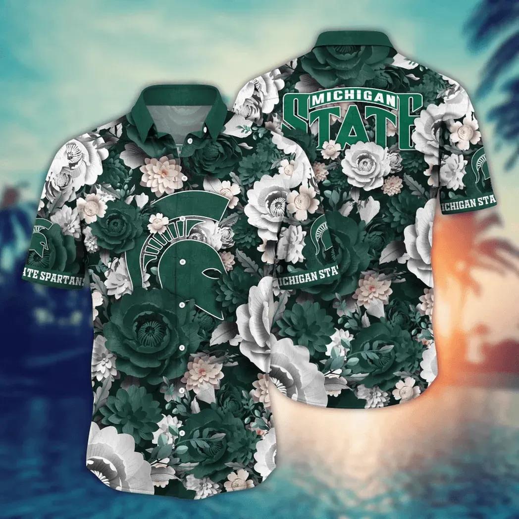 Michigan State Spartans Ncaa Flower Aloha Hawaiian Shirt 4, Ncaa Hawaiian Shirt