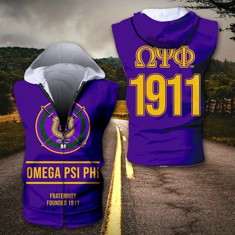 Fraternity Hoodie – The Oracle Omega Psi Phi Fraternity Zipper Sleeveless Hoodie