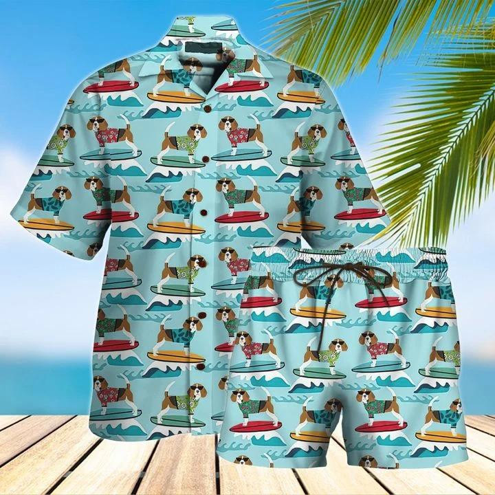 Beagle Hawaii Shirt Set Unisex Ha81390